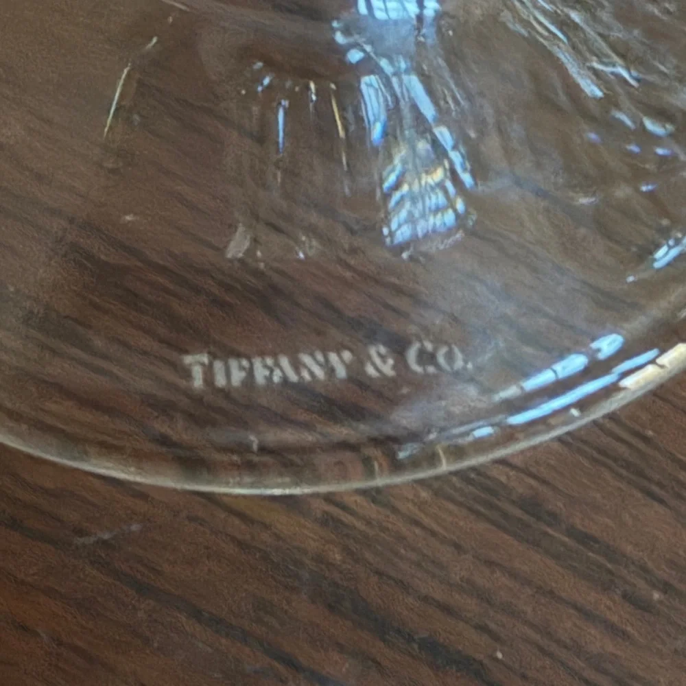 2 Tiffany & Co. Plaid Wine Glasses, 9 3/8”